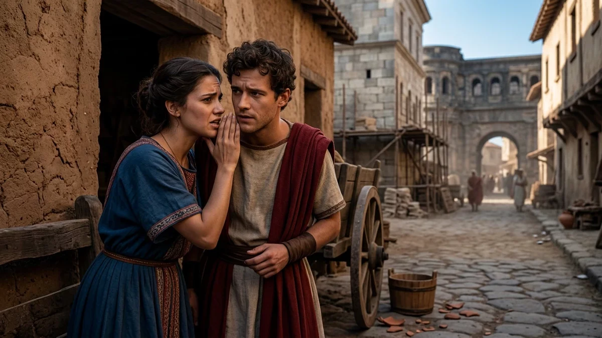 Iulia flüstert Markus eine geheime Botschaft zu