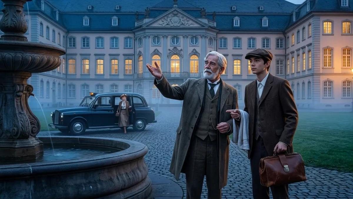 Chester, Toby und Lilly vor dem Kurfürstlichen Palais in Trier